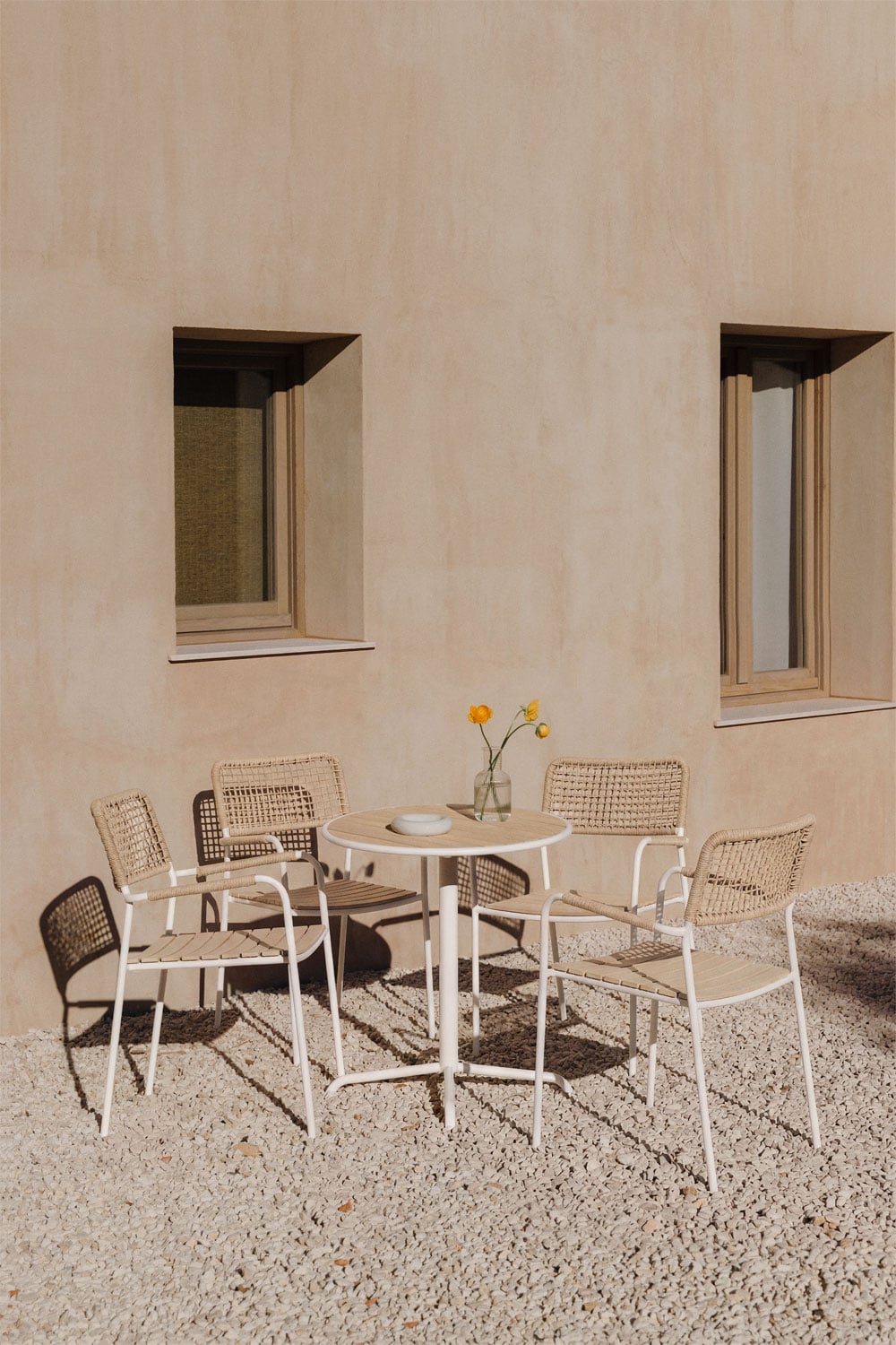 Outdoor set TILDA, round table, 4 chairs, white