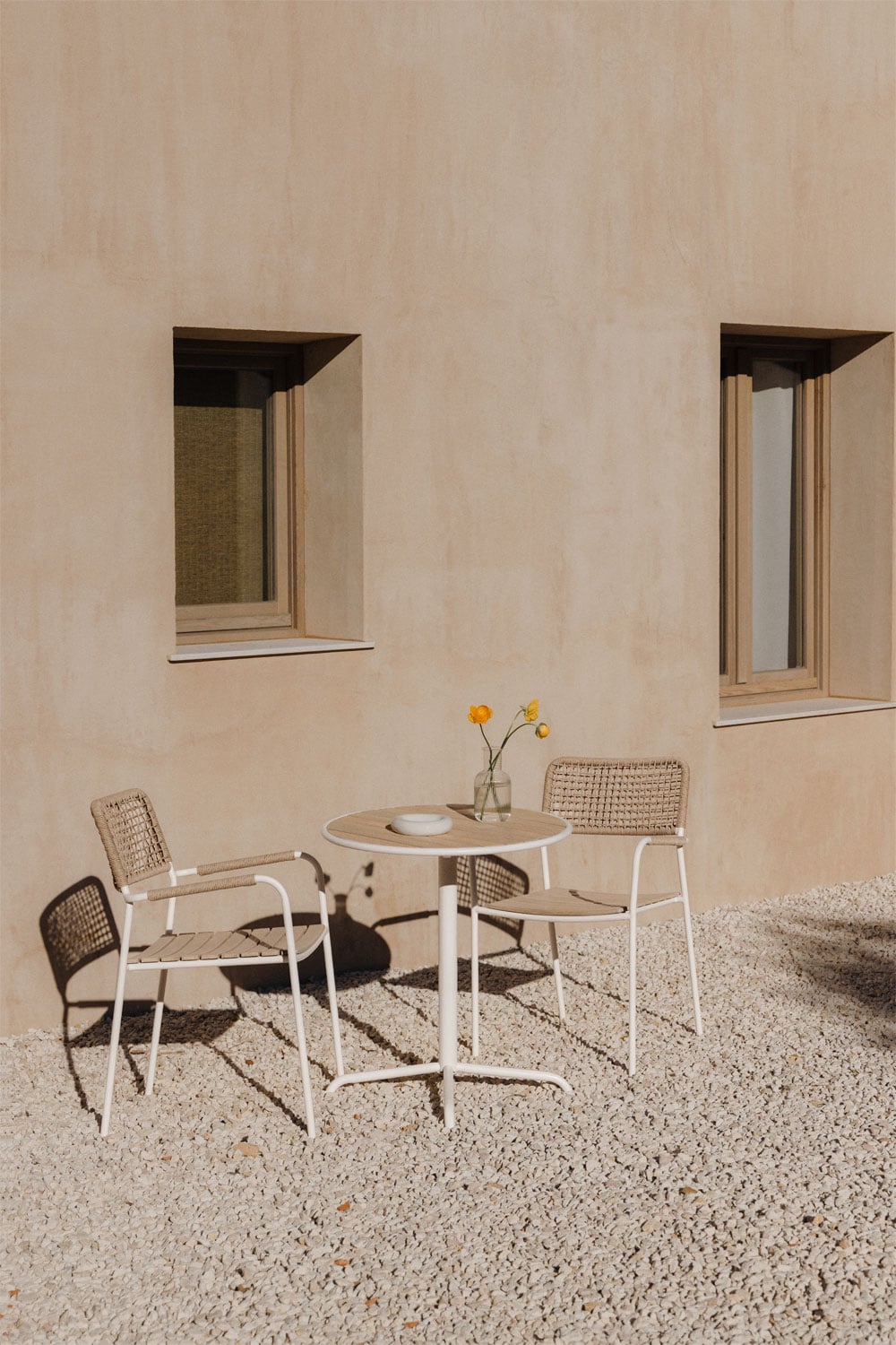 Outdoor set TILDA, round table, 2 chairs, white
