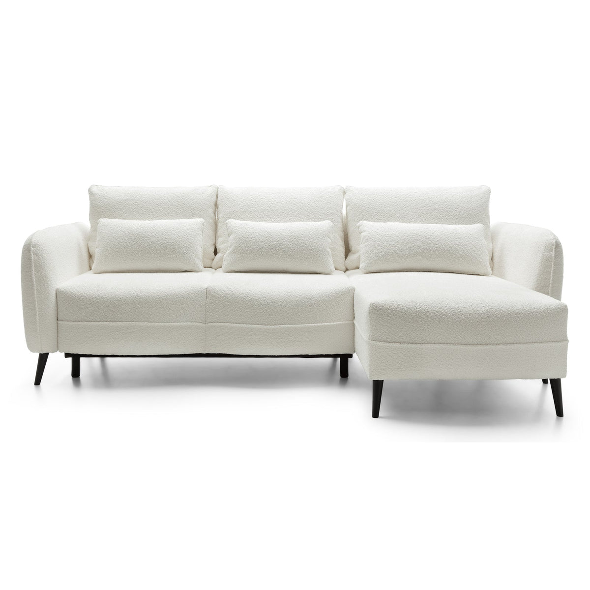 Kampinė sofa MILA, kreminė, dešinė tamsiame fone
