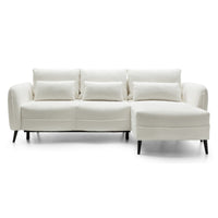 Kampinė sofa MILA, kreminė, dešinė tamsiame fone