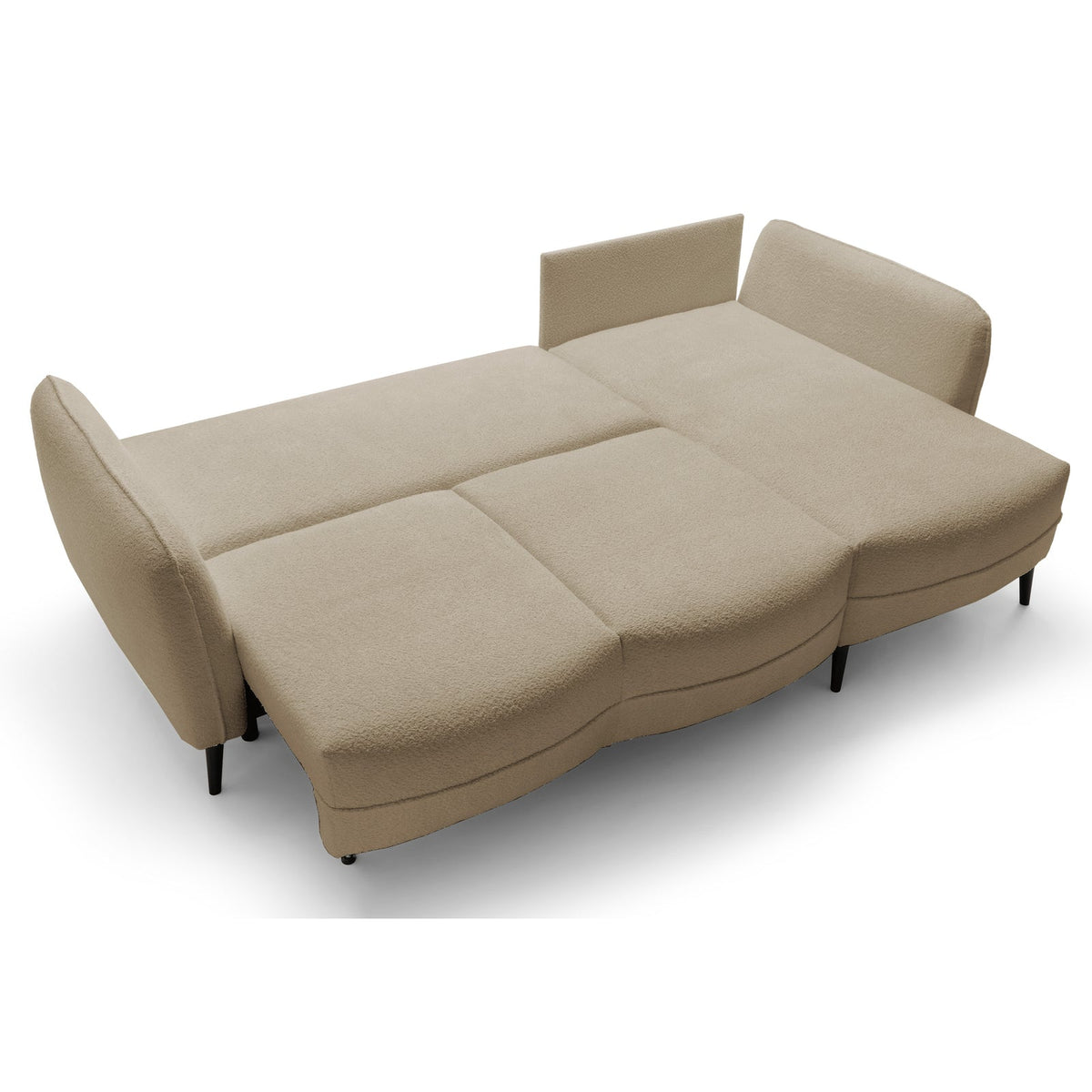 Kampinė sofa MILA, smėlinė, dešinė panoraminis vaizdas