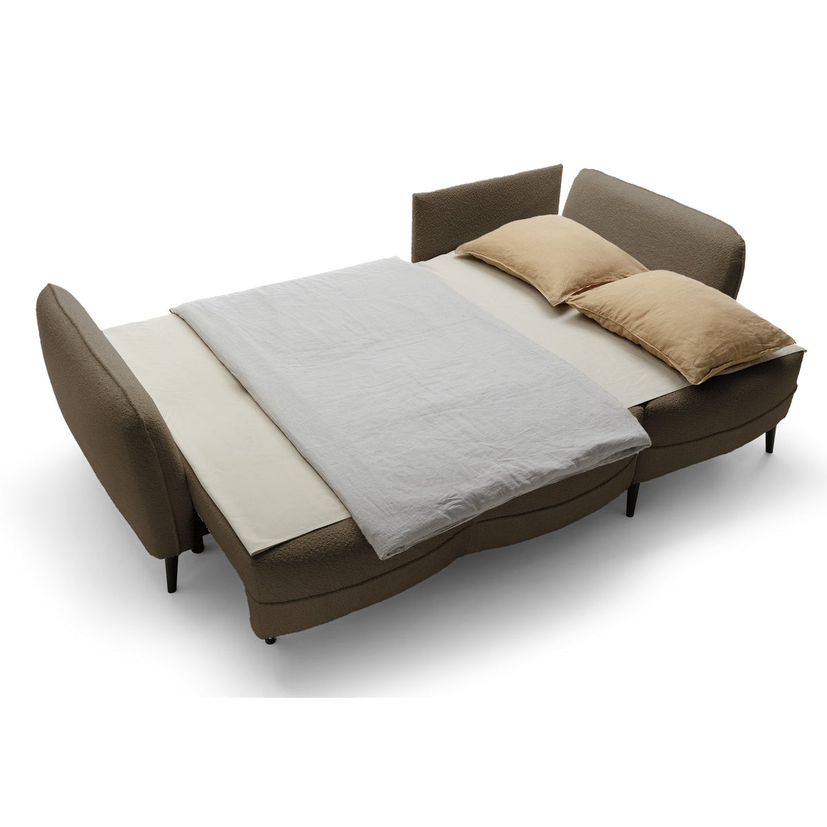 Kampinė sofa MILA, rudas, dešinė su kilimu