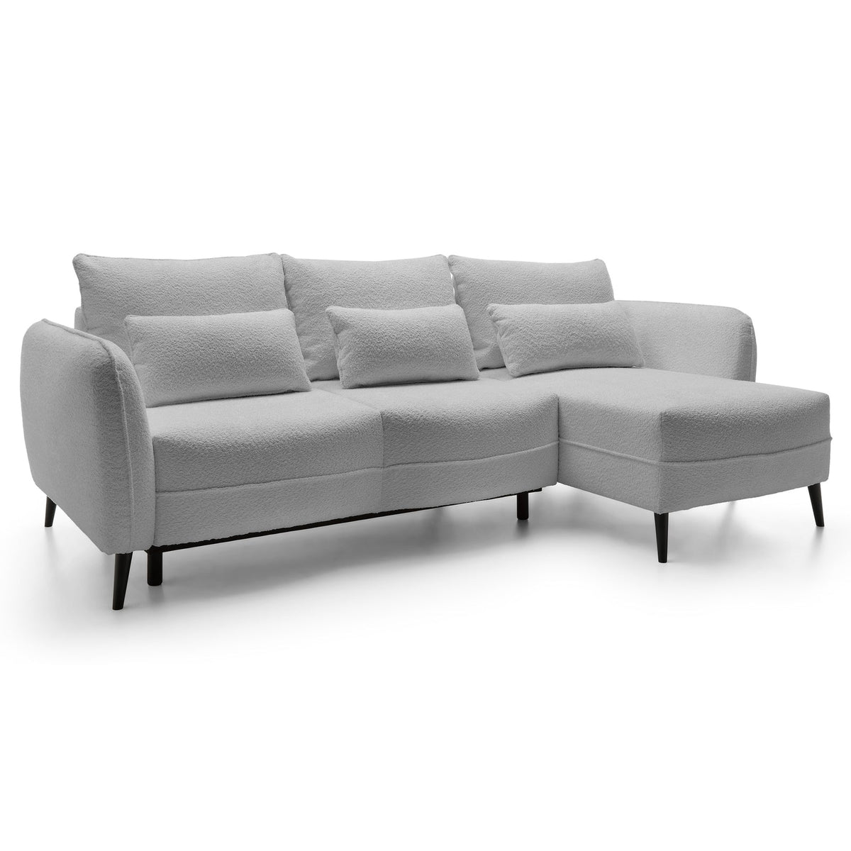 Kampinė sofa MILA, šviesiai pilka bouclé