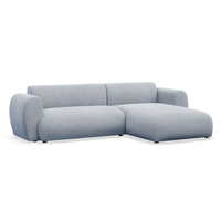 Kampinė sofa-lova EMIA, žydra, dešinė