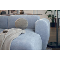 Kampinė sofa-lova EMIA, žydra, dešinė