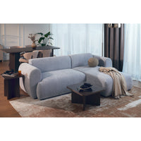 Kampinė sofa-lova EMIA, žydra, dešinė