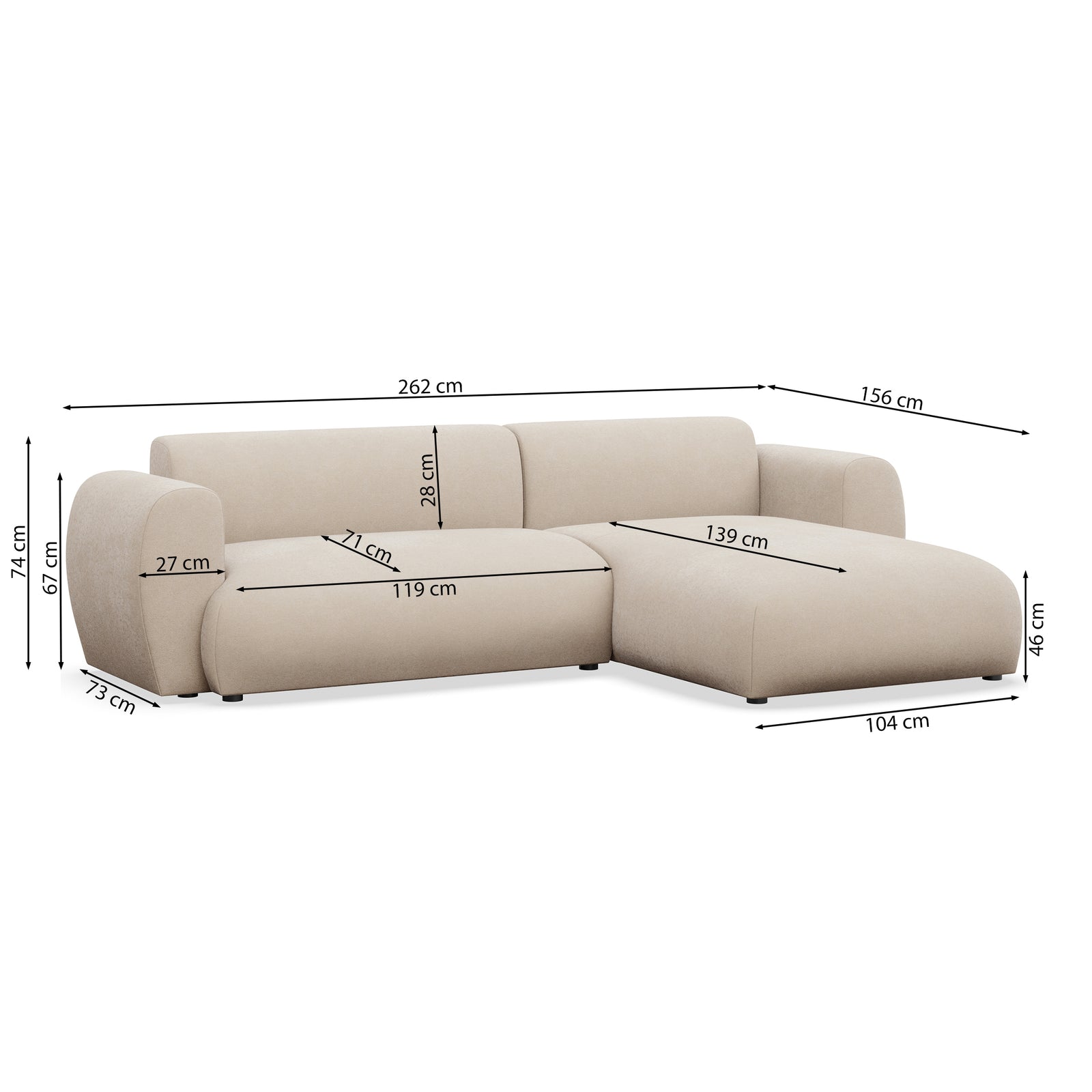 Kampinė sofa-lova EMIA, žydra, dešinė