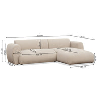Kampinė sofa-lova EMIA, šviesiai pilka, dešinė