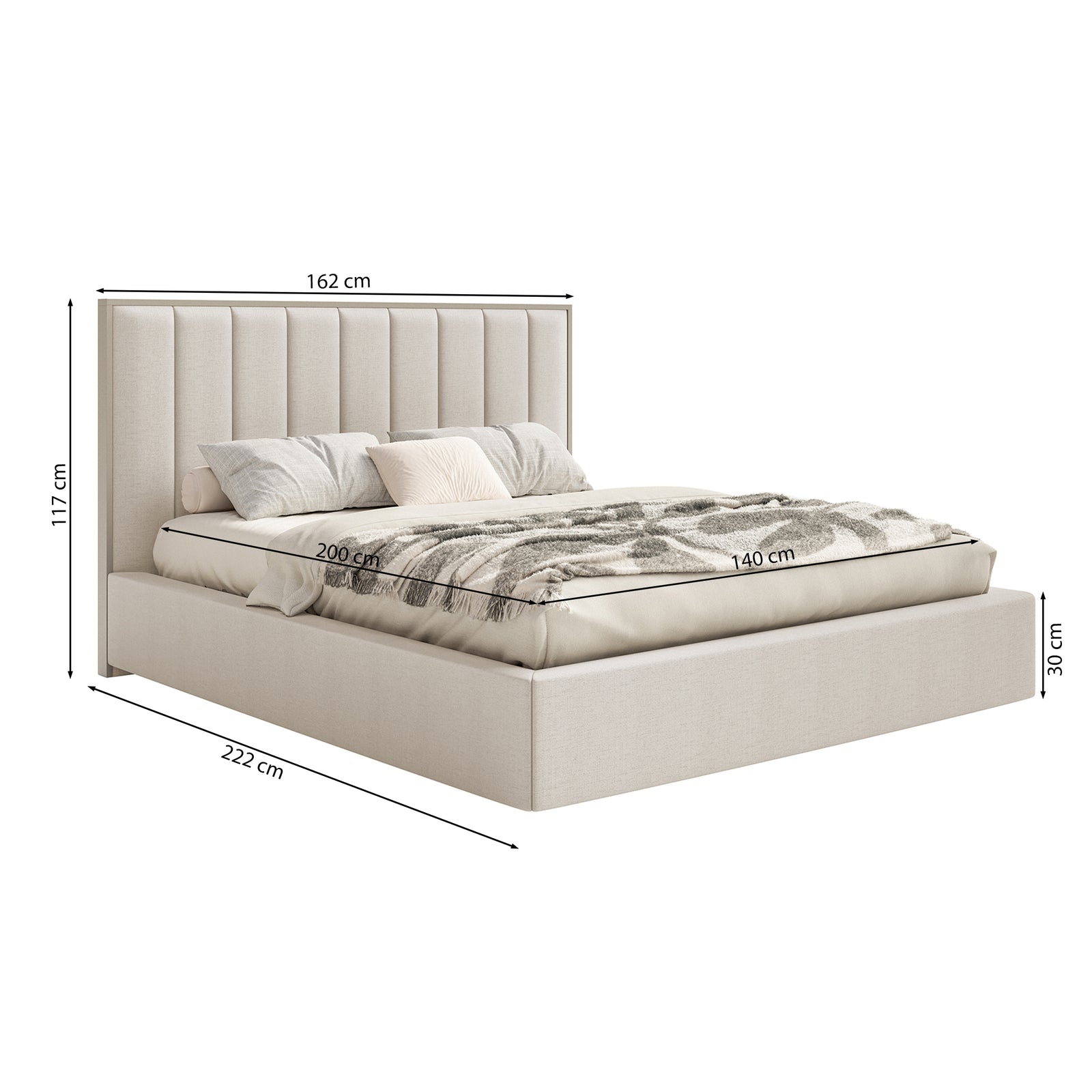 Miegamojo lova TOGENA, pilkai smėlinė šenilas