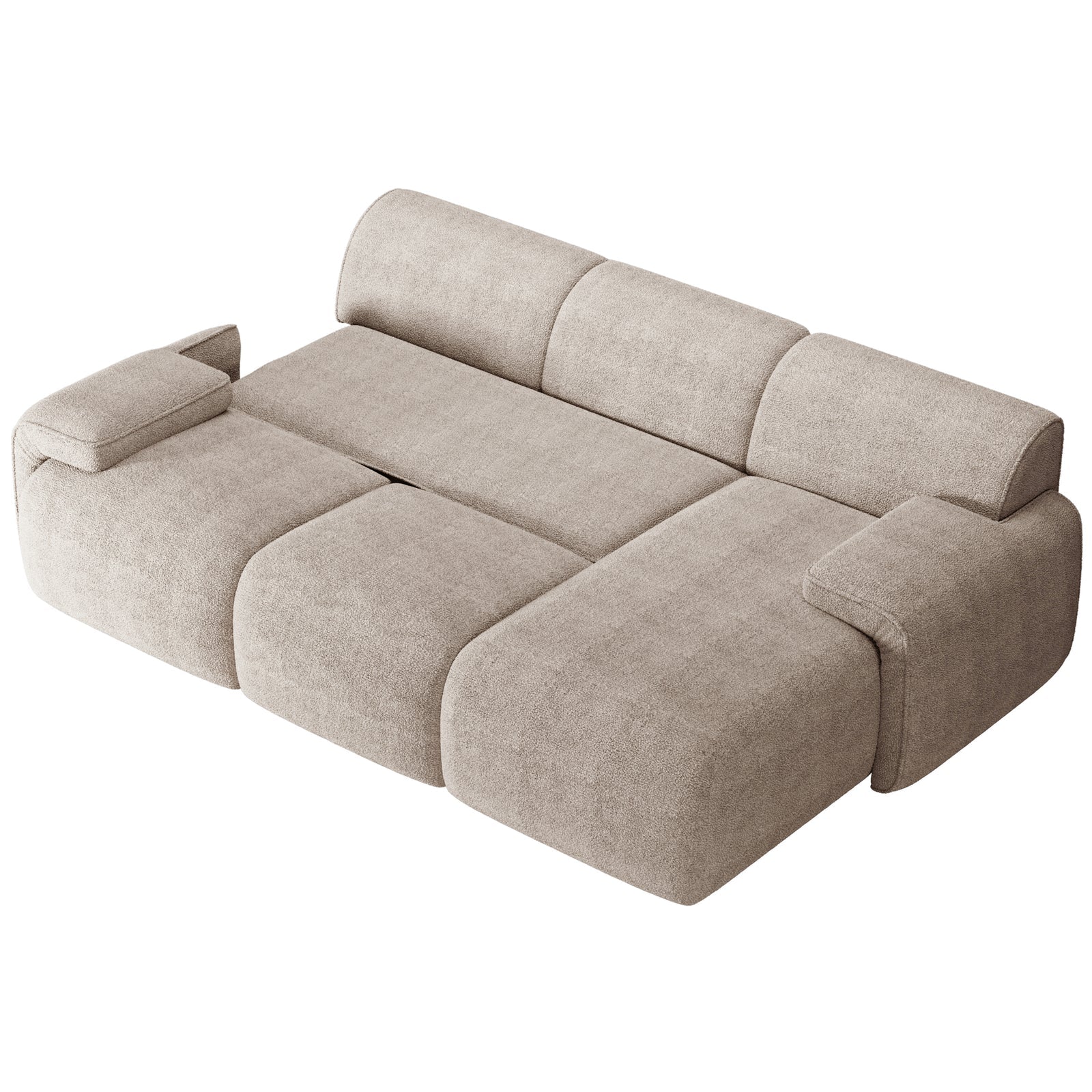 Kampinė sofa-lova HUGGLI, pilkai smėlinė, dešinė