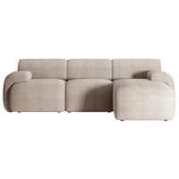 Kampinė sofa-lova HUGGLI, pilkai smėlinė, dešinė