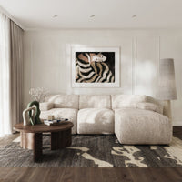 Kampinė sofa-lova HUGGLI, pilkai smėlinė, dešinė