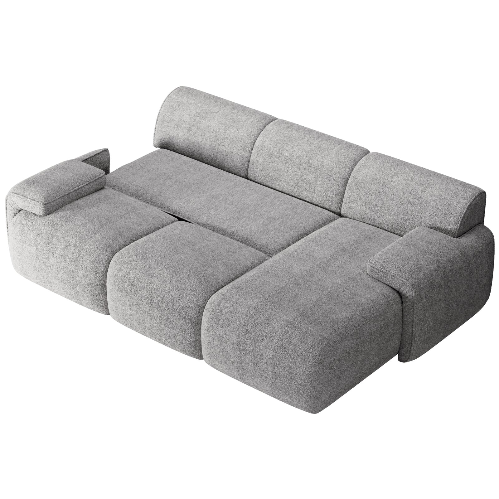Kampinė sofa-lova HUGGLI, pilka, dešinė