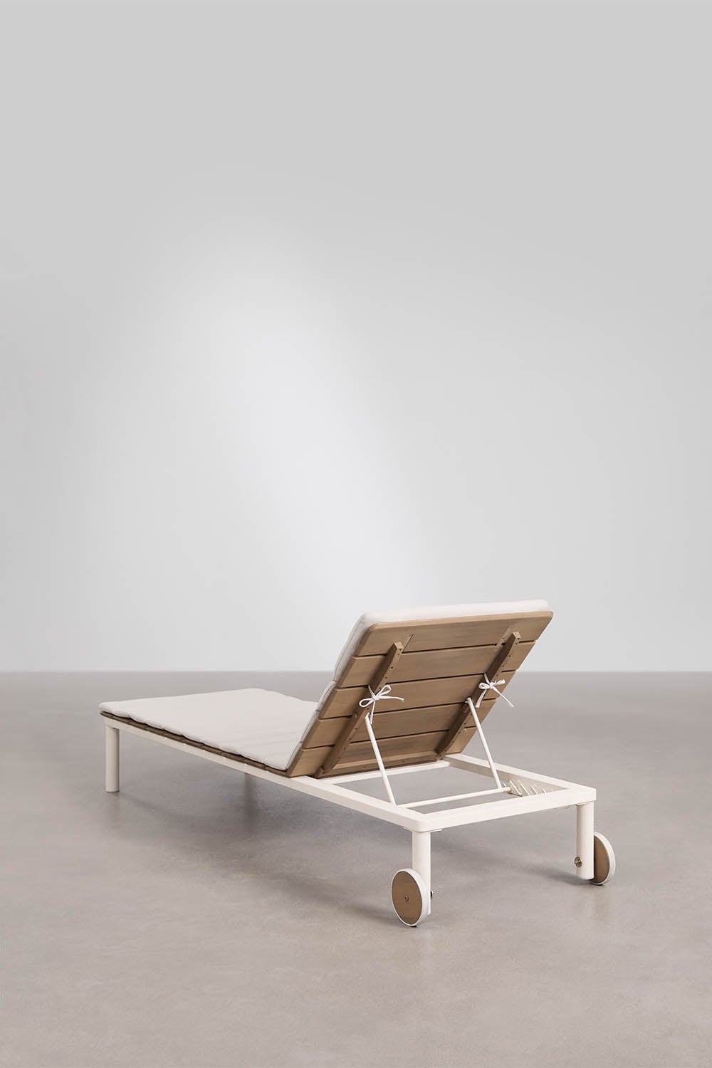 Outdoor lounger SIRKA, adjustable, with wheels, white