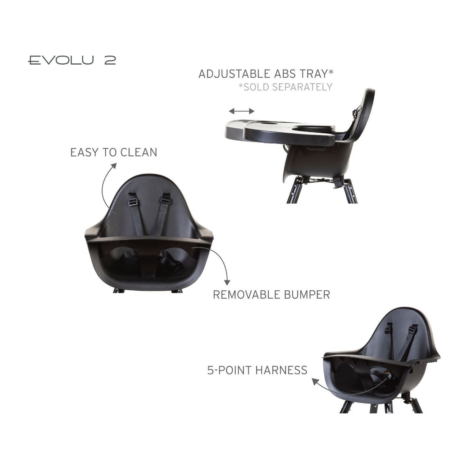 "Evolu 2" Maitinimo Kėdutė, Juoda - Namų Idėja