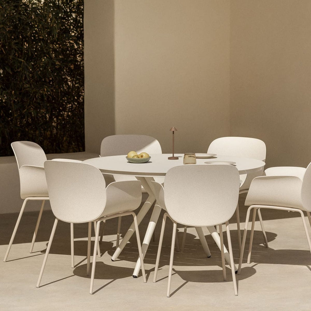 Outdoor set VALERIE, white stone color, 6 chairs
