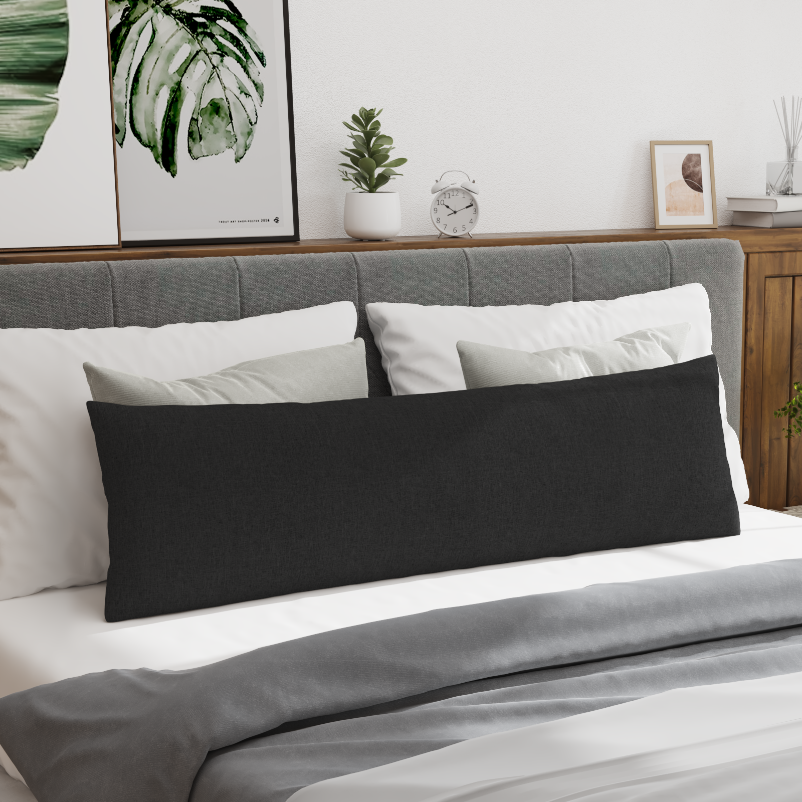 Sofa Pagalvės 2 pcs Juoda 145 x 40 cm audinys