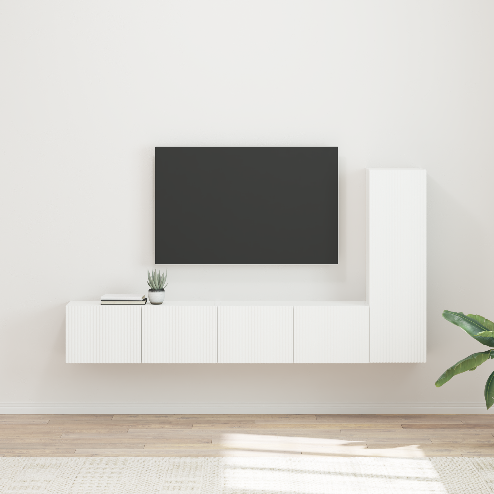 TV spintelių komplektas 2 pcs Balta Apdirbta mediena