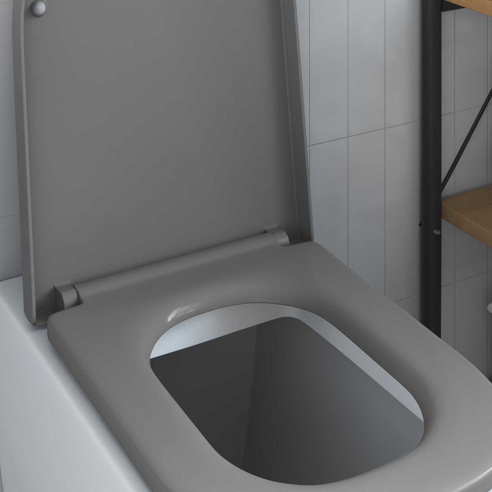Quick release toilet seat Grey 44.5 x 35 x 3.6 cm