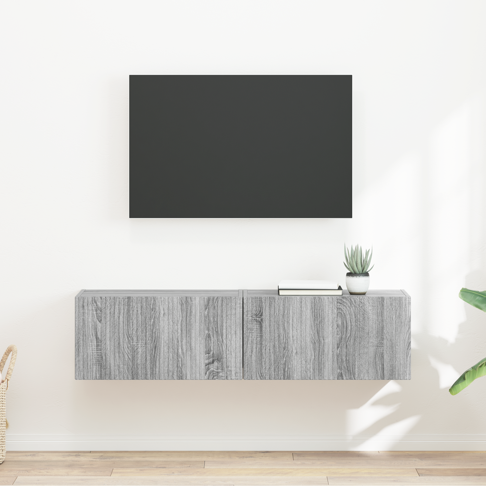 TV sieninė spintelė 2 pcs Pilkas Sonoma 60 x 31 x 29,5 cm