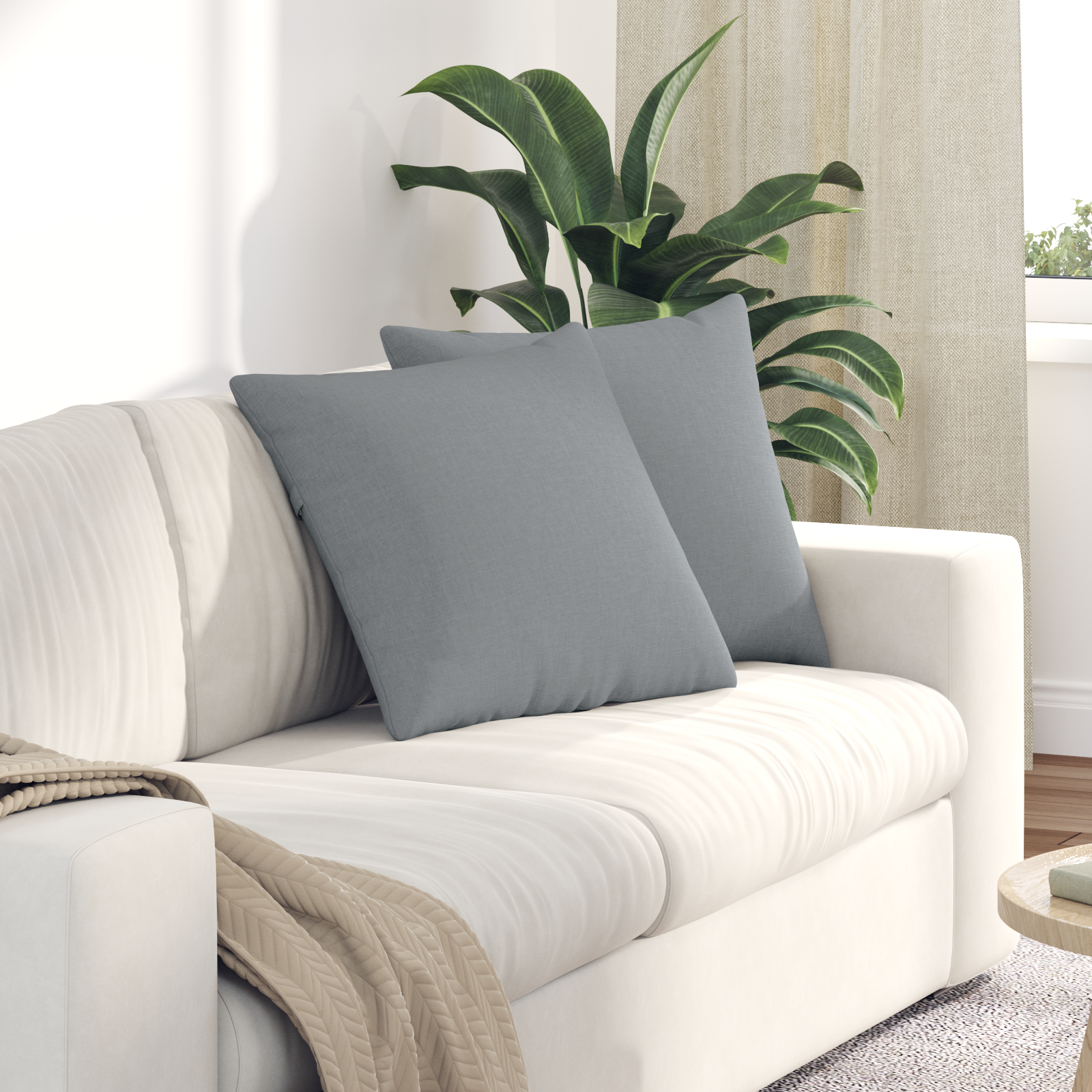 Sofa Pagalvės 2 pcs Šviesiai pilka 50 x 50 cm audinys