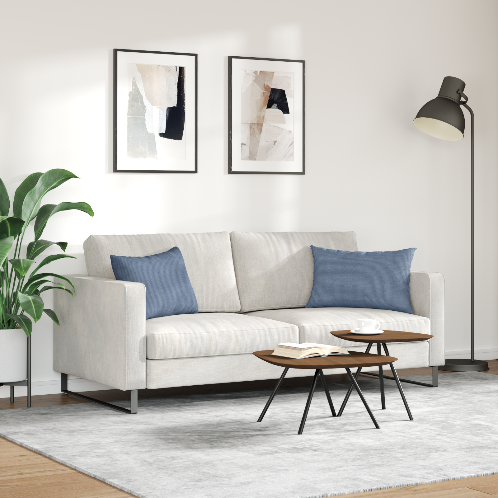 Sofa Pagalvės 2 pcs Mėlyna 60 x 40 cm Kordūrinis audinys