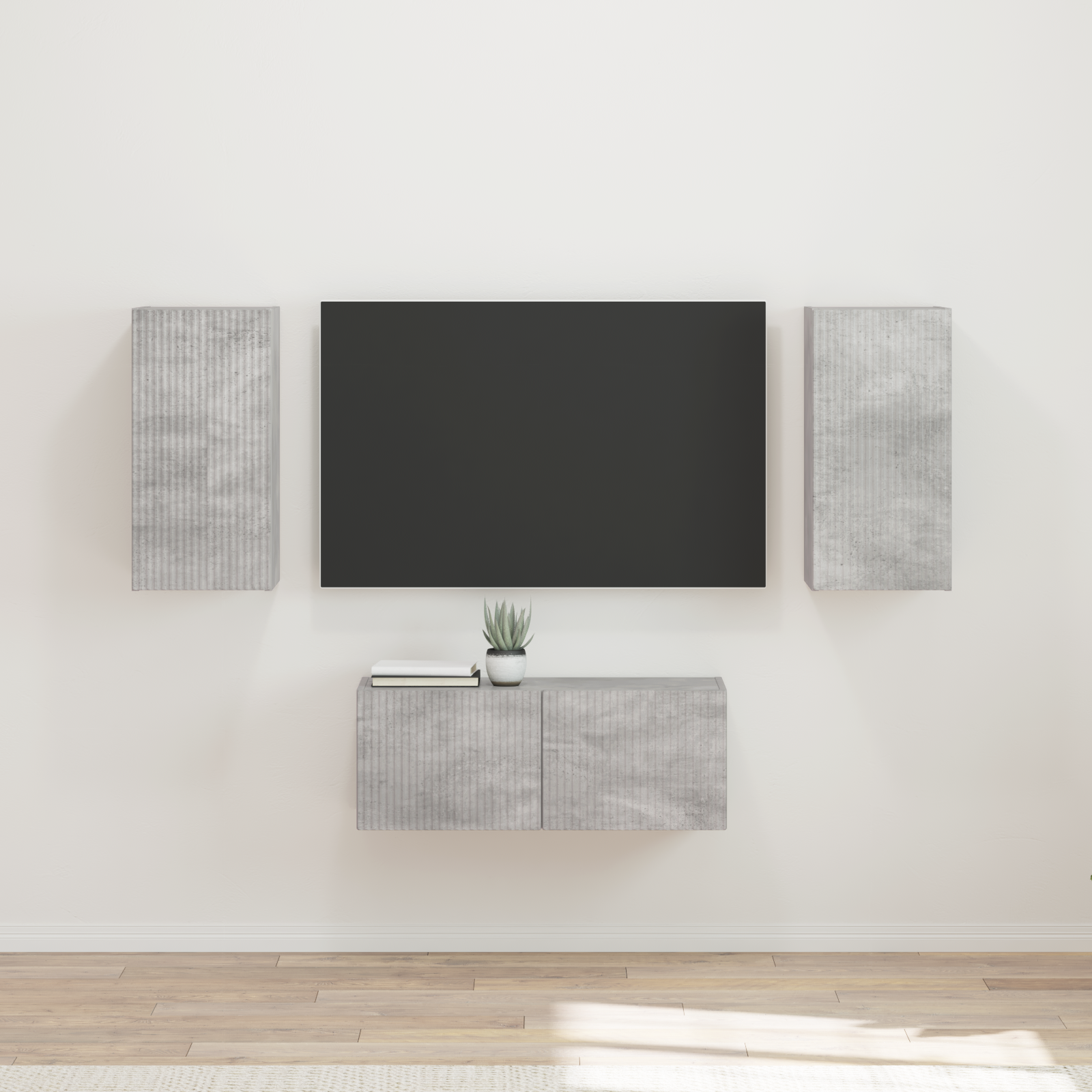 TV spintelių komplektas 6 pcs Betono pilka Apdirbta mediena