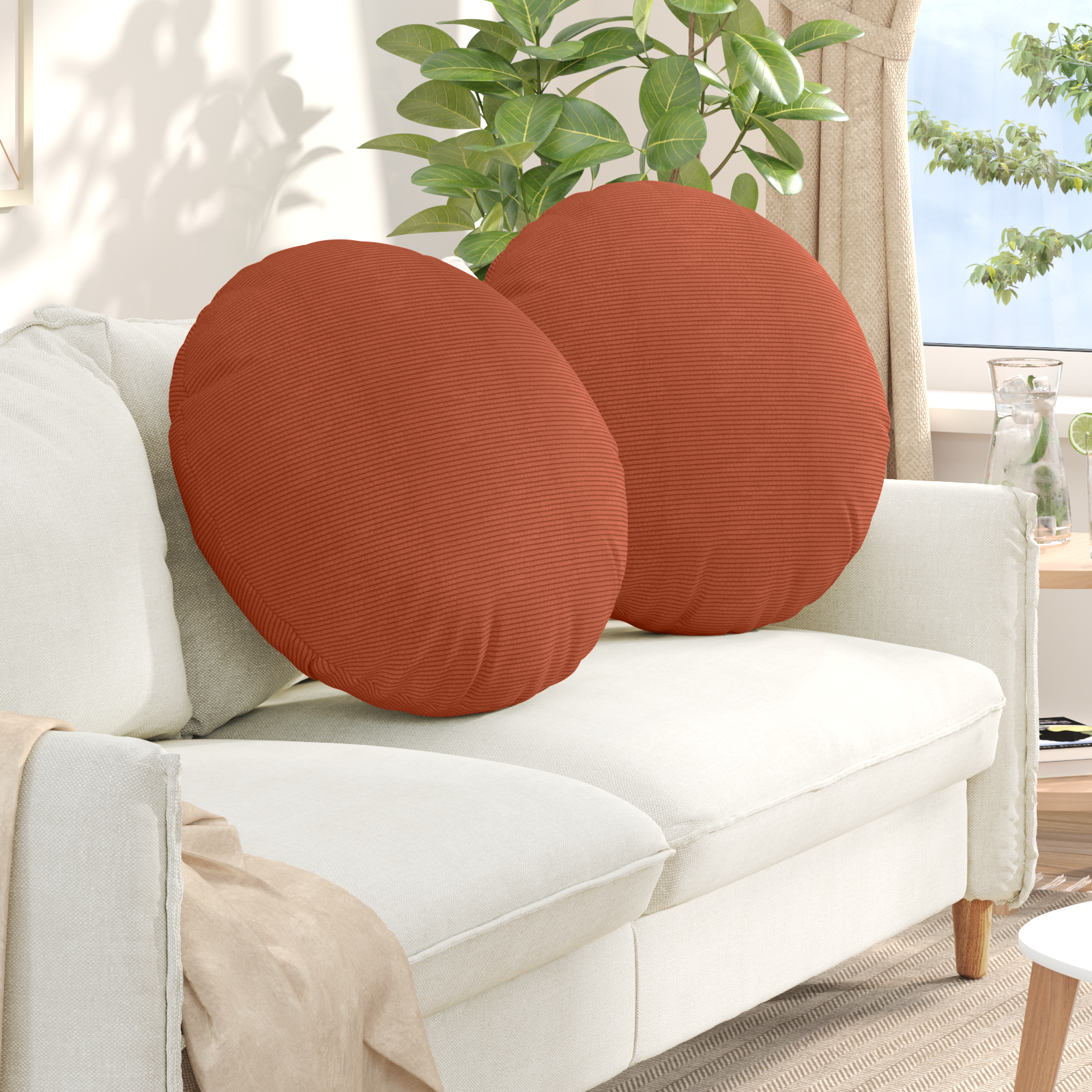 Sėdynių pagalvėlės 2 pcs Raudona oranžinė Ø 60 cm