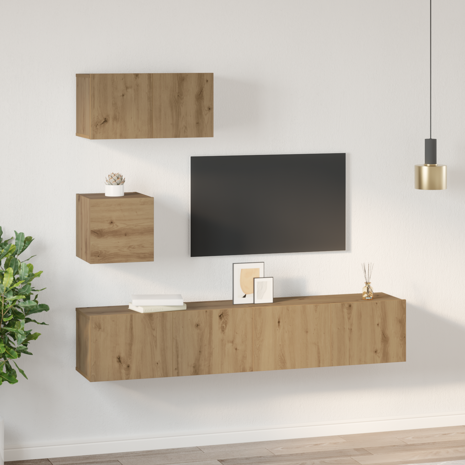 TV cabinet set 3 pcs Craftsmen Oak
