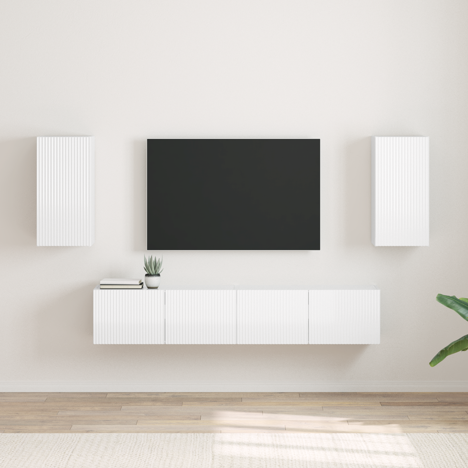 TV sieninė spintelė 2 pcs Blizgus baltas 30 x 31 x 60 cm