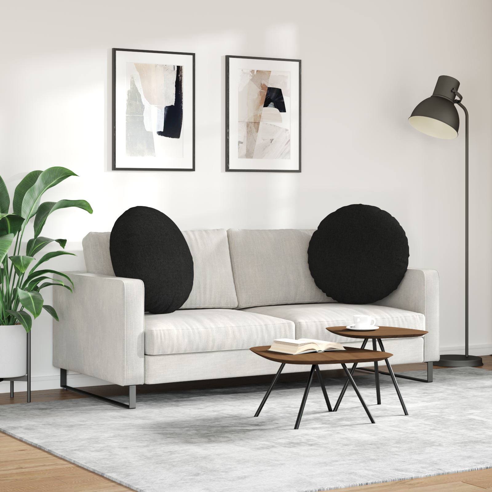 Sėdynių pagalvėlės 2 pcs Juoda Ø60 x 21 cm audinys