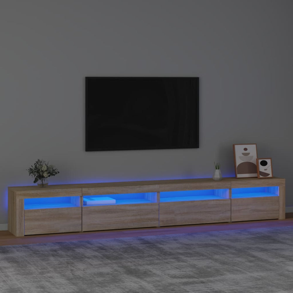 Televizoriaus spintelė su LED apšvietimu, ąžuolo, 270x35x40cm