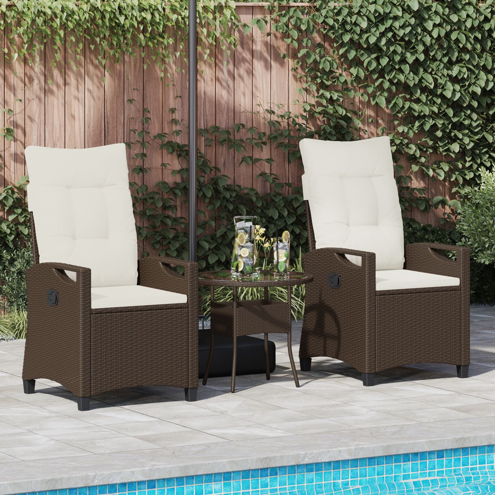 Garden Chair 2 pcs Brown and Cream 56 x 60 x 112 cm