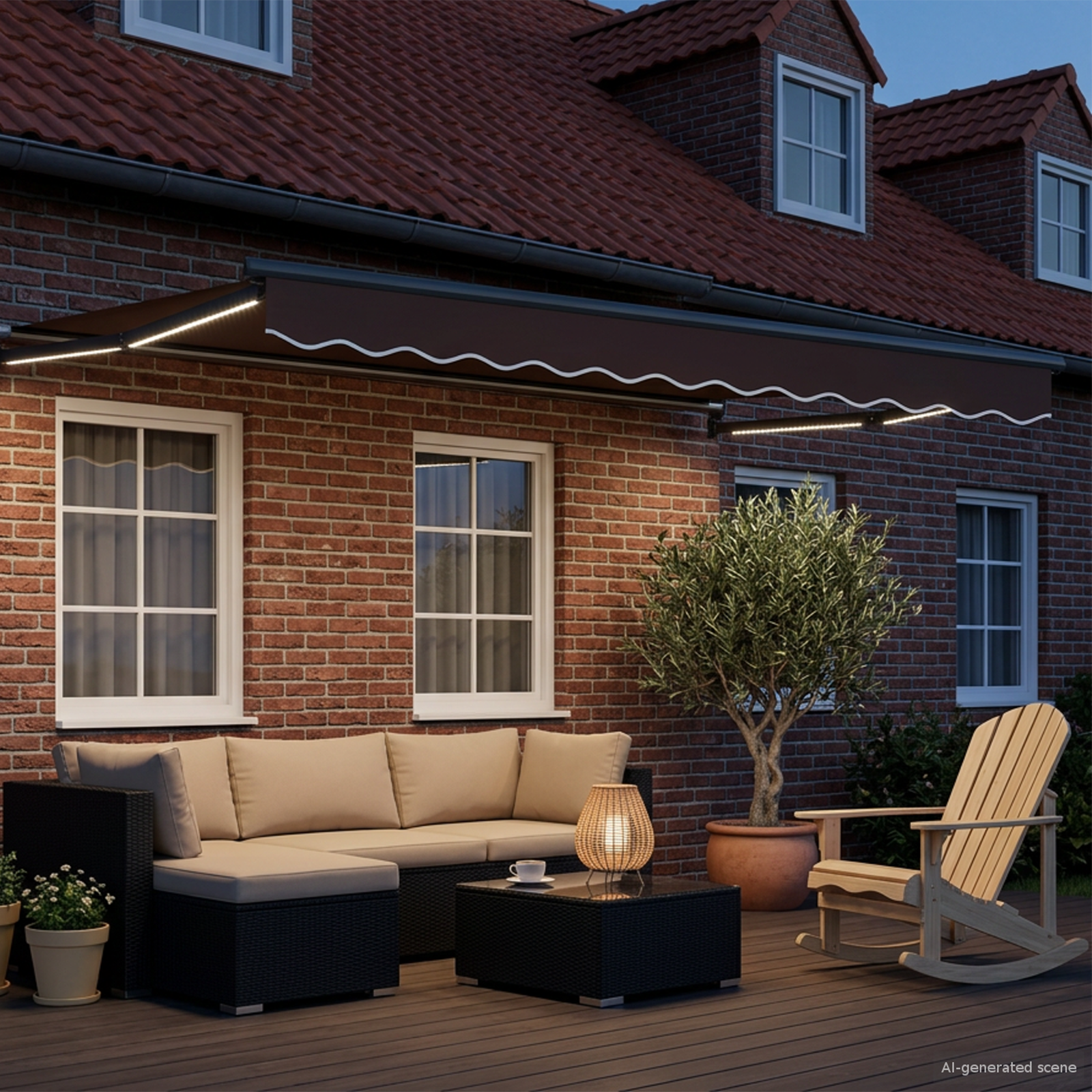 Rankinė ištraukiama markizė su LED Ruda ir antracito 2,5 x 2 m