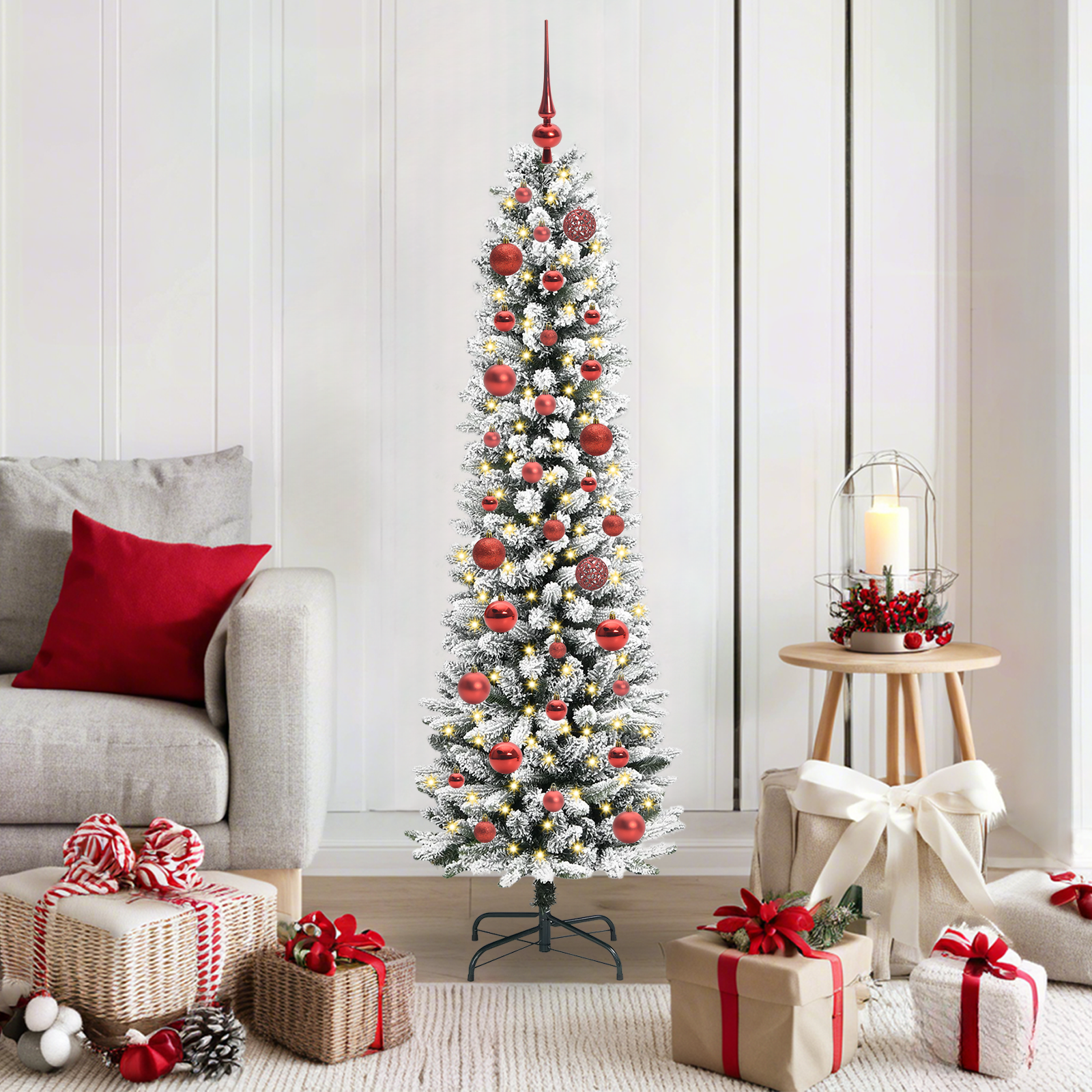Dirbtinė Kalėdų eglutė AK SNOW, su 150 LED stovu Žalia ir balta 150 cm.