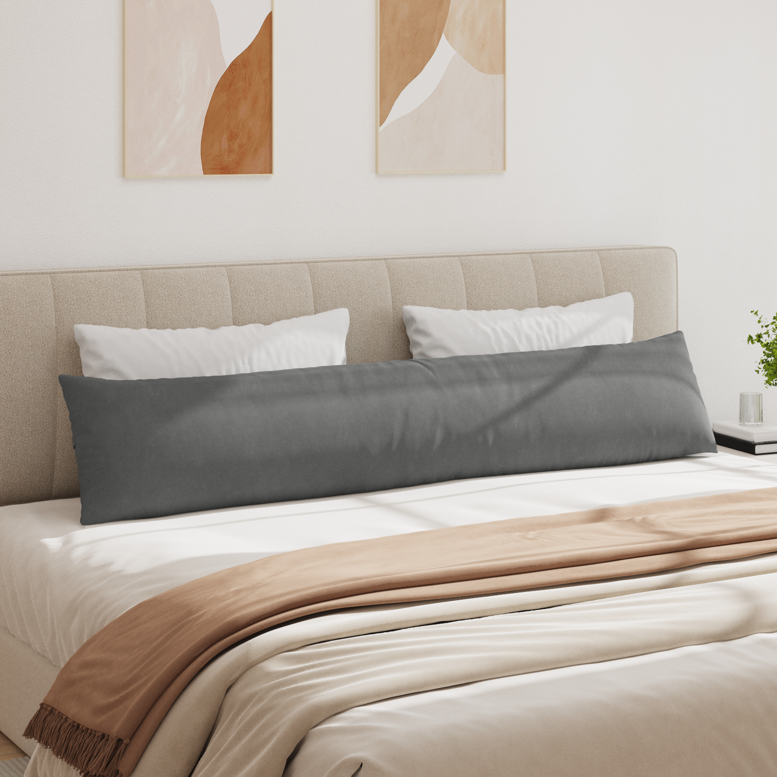 Sofa Pagalvės 2 pcs Tamsiai pilka 200 x 40 cm audinys