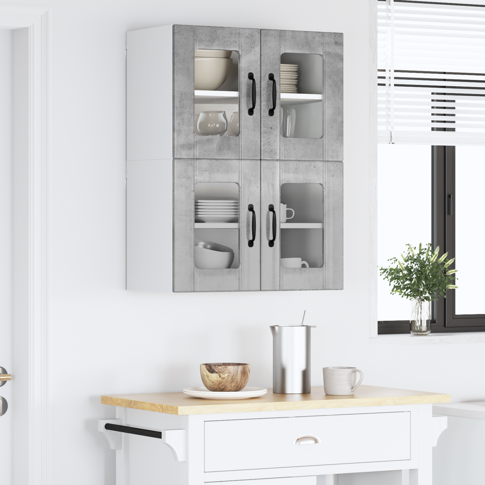 Virtuvės sieninė spintelė 2 pcs Betono pilka 60 x 31 x 40 cm