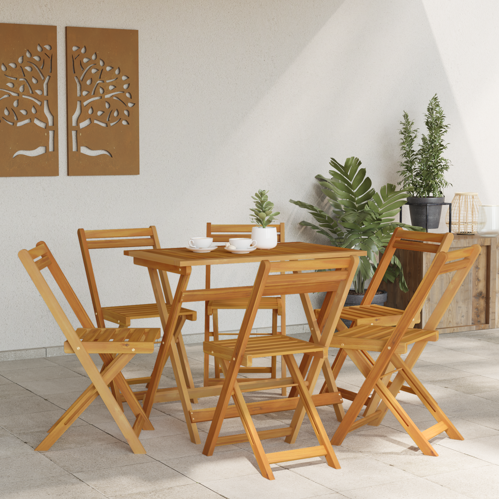 Sulankstomos sodo kėdės 6 pcs Natūrali 40 x 53 x 80 cm