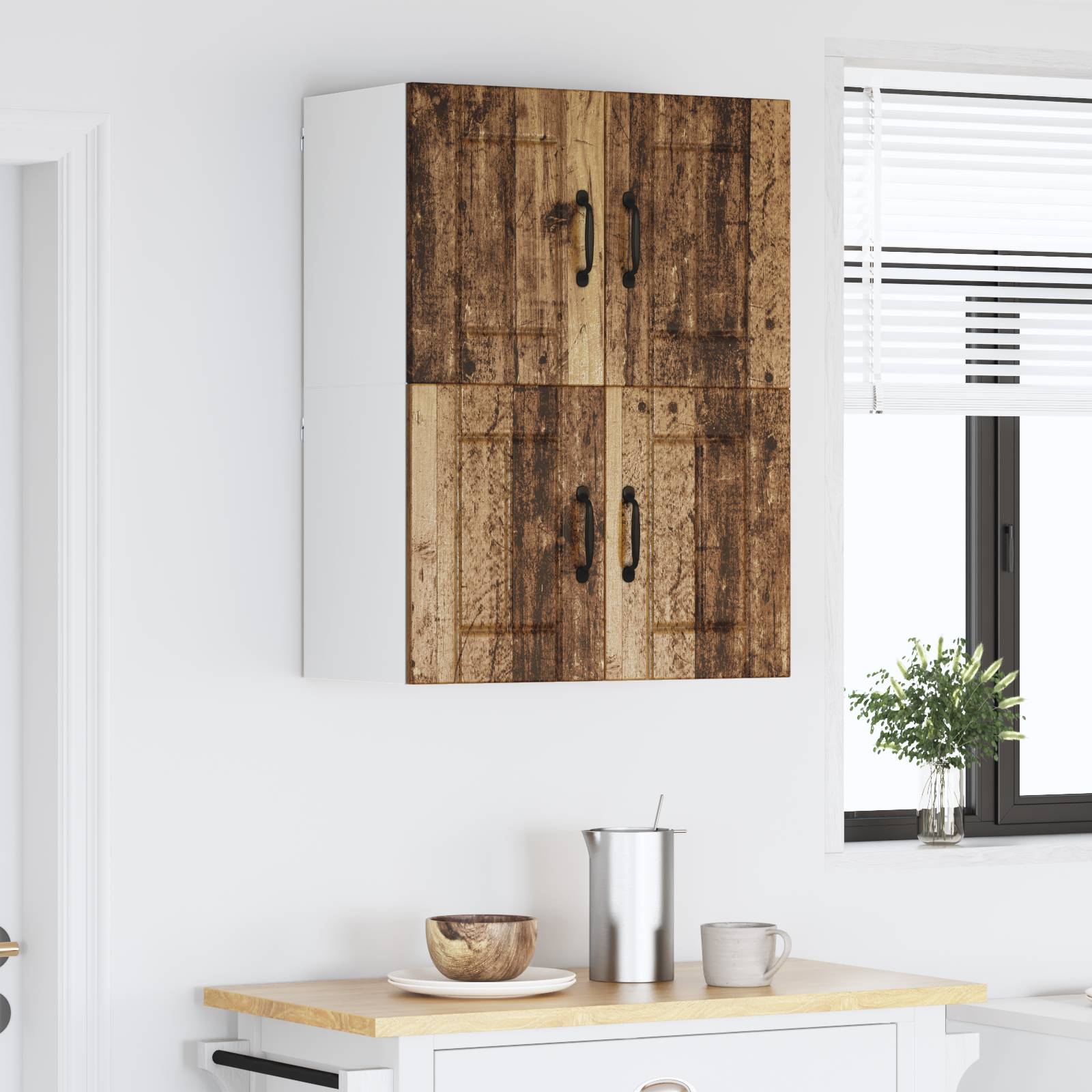 Virtuves sienas skapītis 2 gab. Vecs koks 60 x 31 x 40 cm