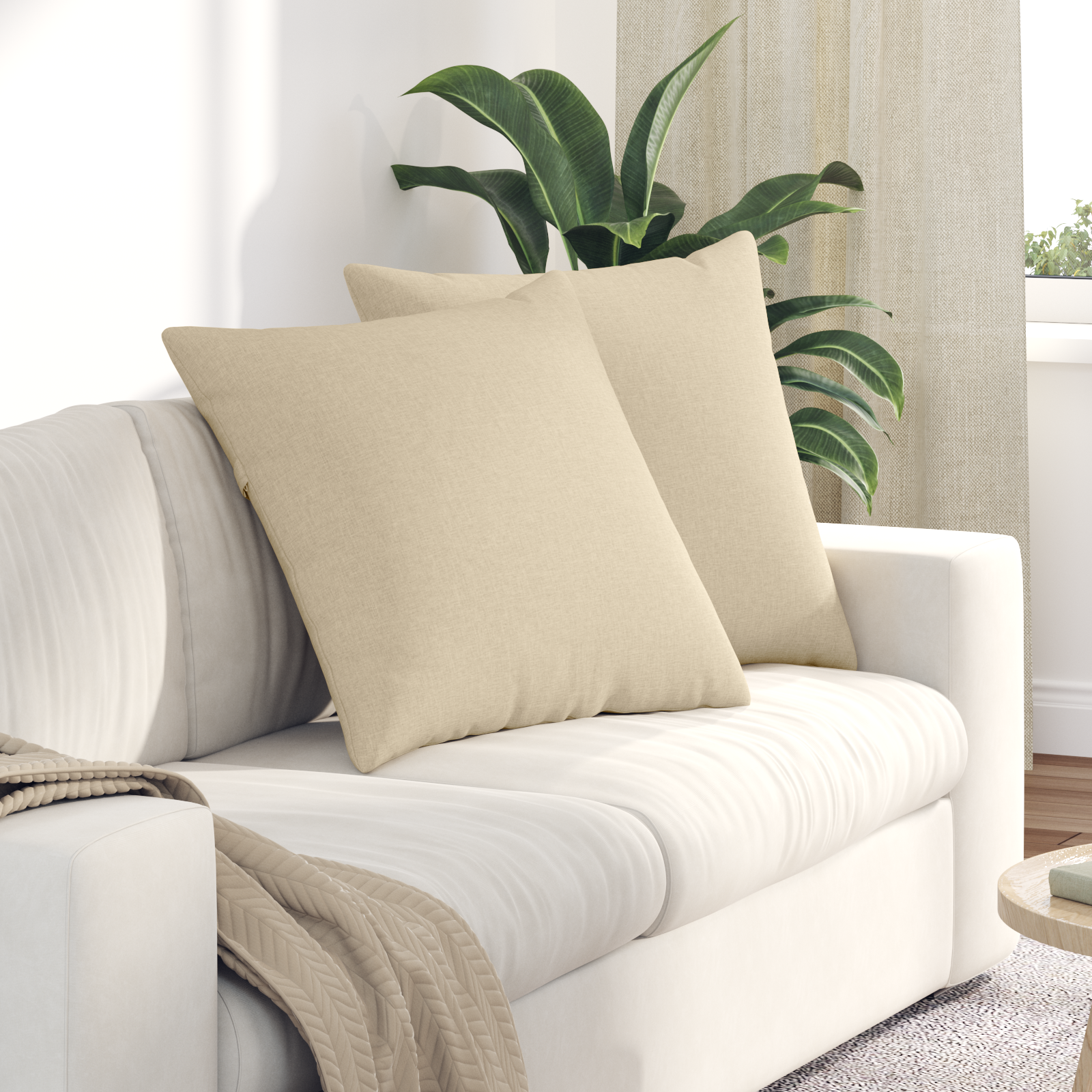 Sofa Pagalvės 2 pcs Kreminė 60 x 60 cm audinys