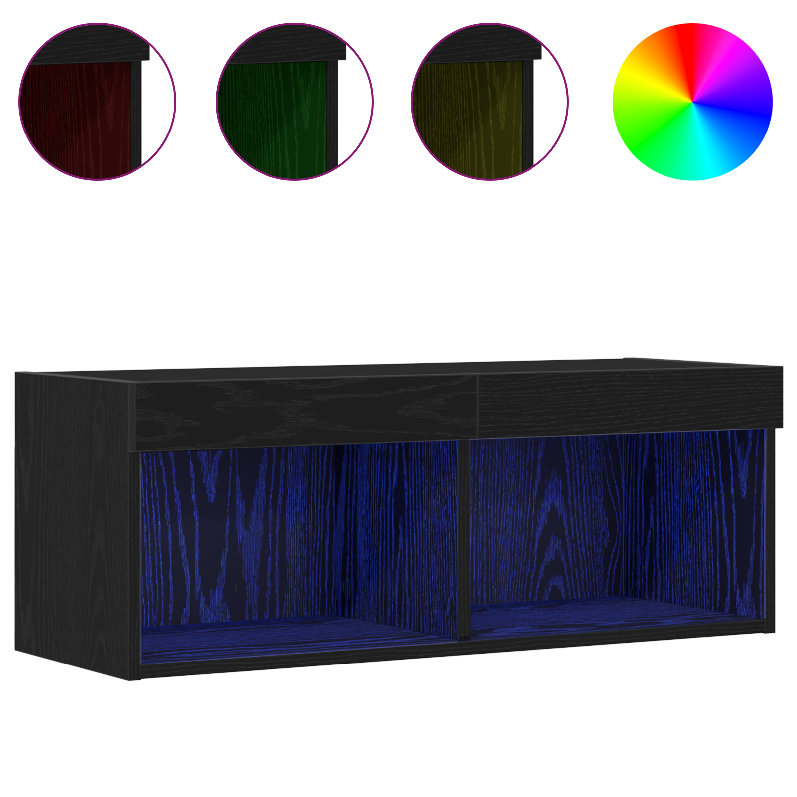 TV spintelių komplektas Juodas ąžuolas 80 x 30 x 30 cm