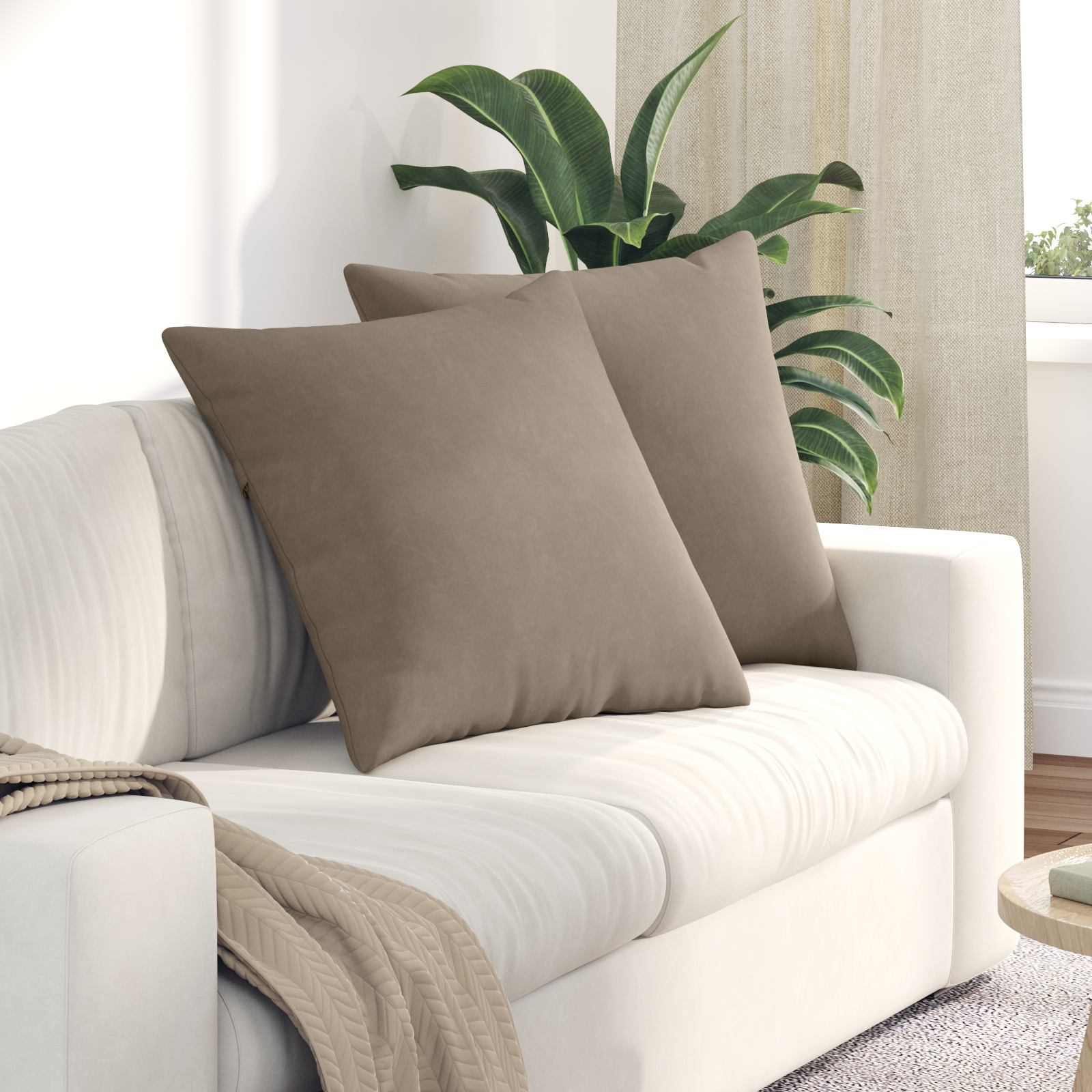 Sofa Pagalvės 2 pcs Taupe 80 x 80 cm audinys