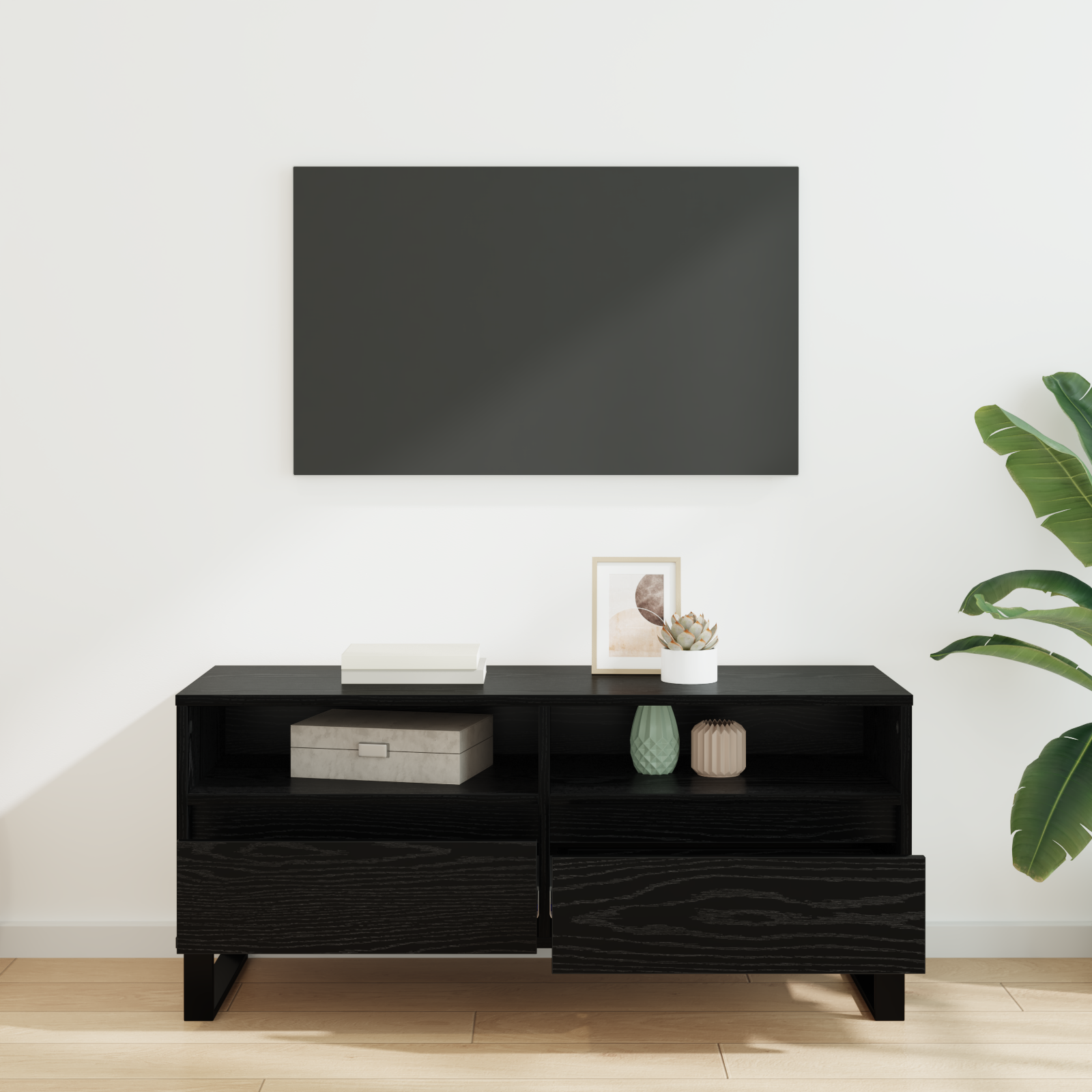 TV skapītis melns ozols 100 x 34,5 x 44,5 cm