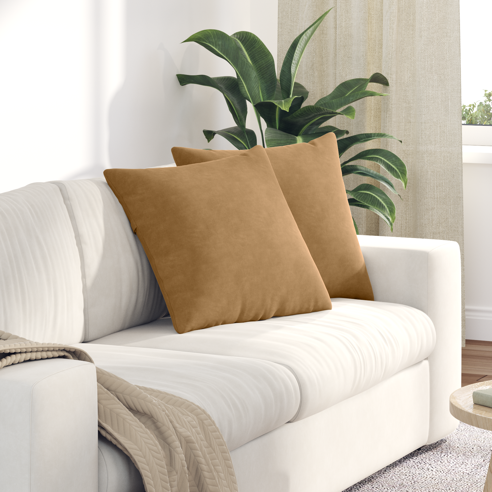 Sofa Pagalvės 2 pcs Ruda 50 x 50 cm Kordūrinis audinys