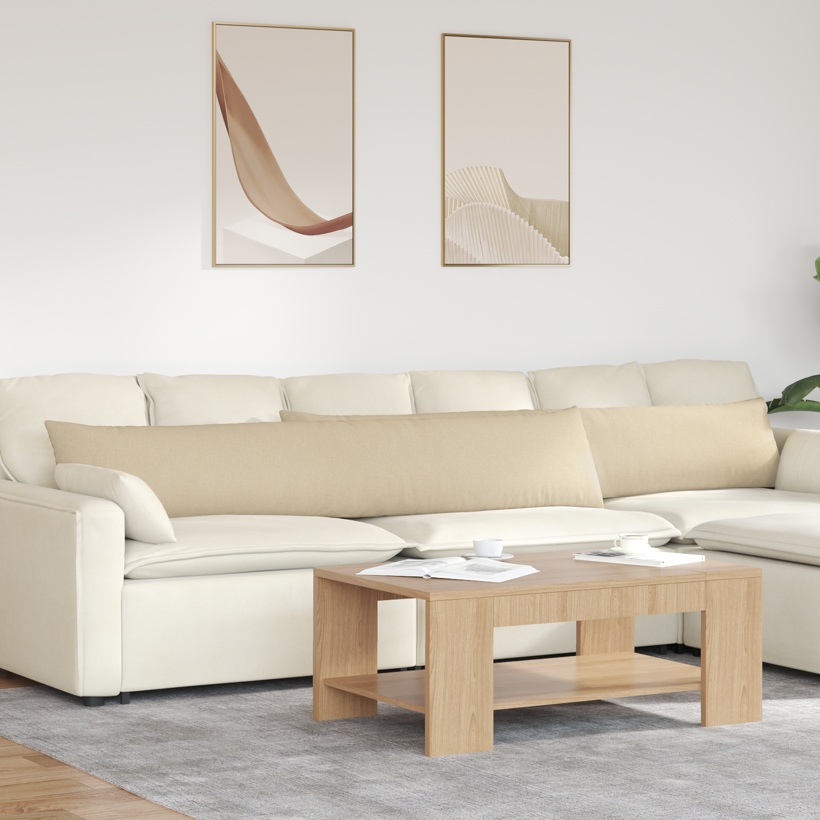 Dīvāna Spilveni 2 gab. Krēmkrāsas 200 x 40 cm audums