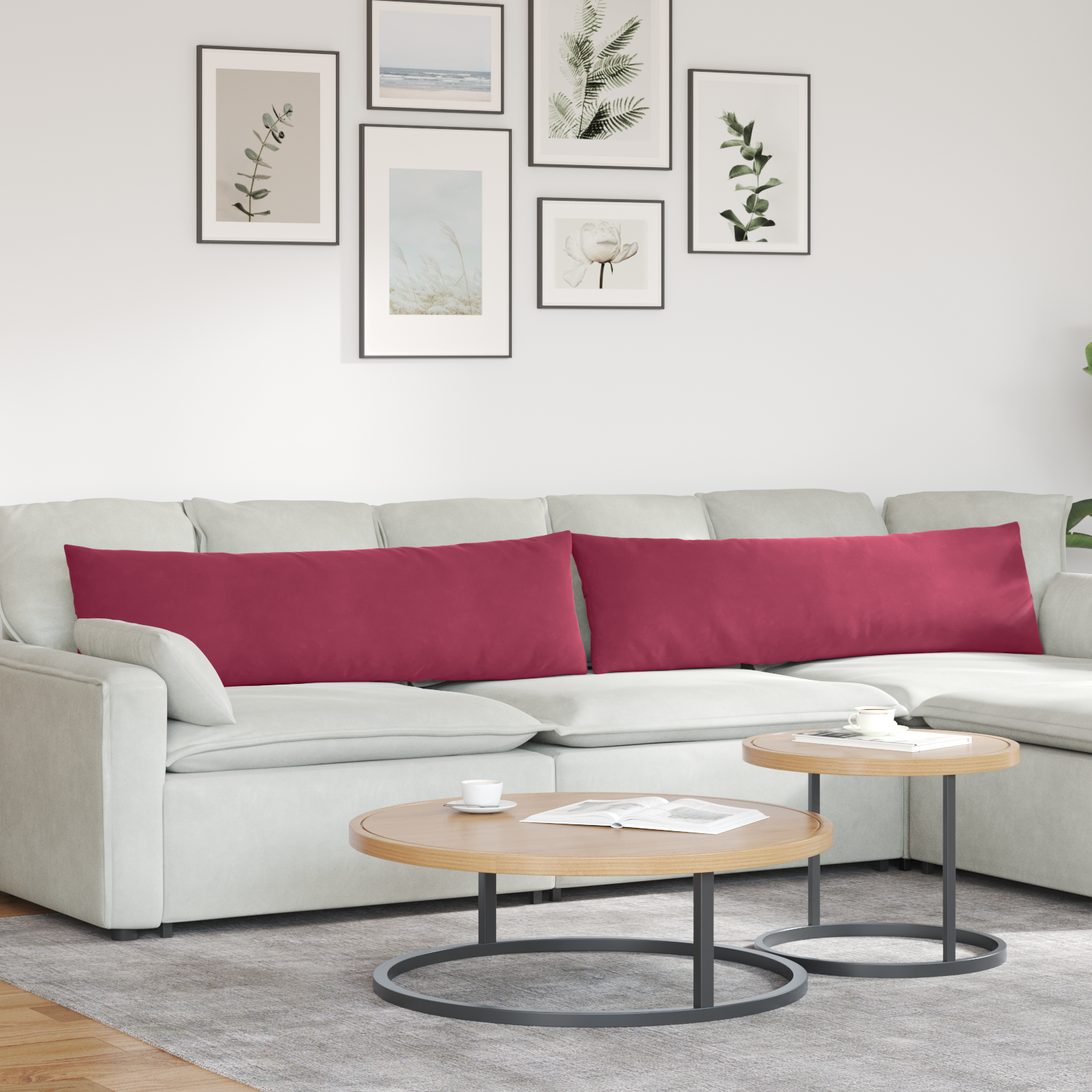 Sofa Pagalvės 2 pcs Vyno raudona 145 x 40 cm Kordūrinis audinys