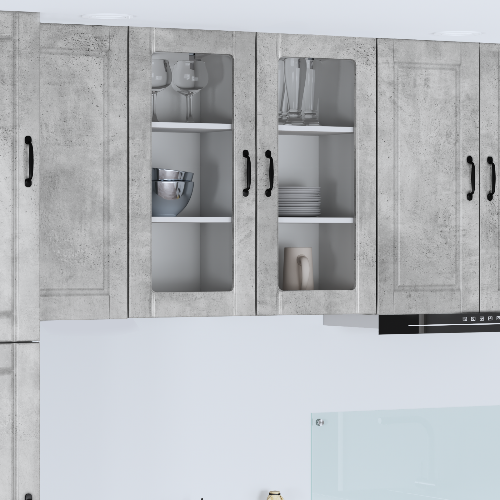 Virtuvės spintelė su lentyna 2 pcs Betono pilka 40 x 31 x 80 cm