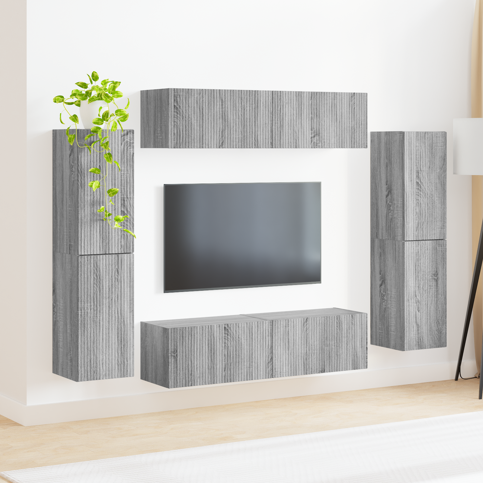TV spintelių komplektas 8 pcs Pilkas Sonoma Apdirbta mediena