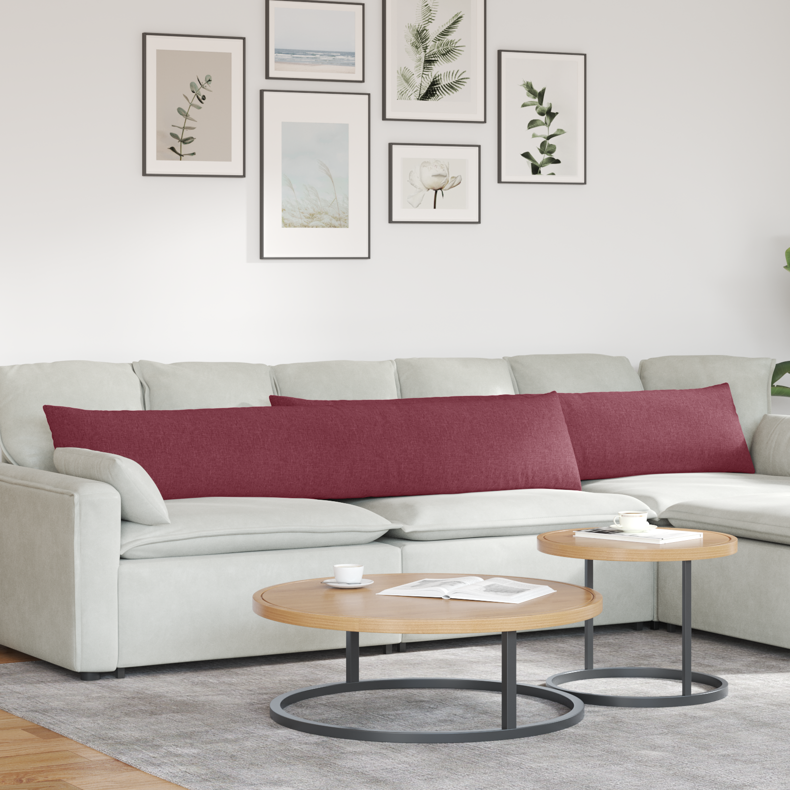 Sofa Pillows 2 pcs Wine Red 200 x 40 cm fabric