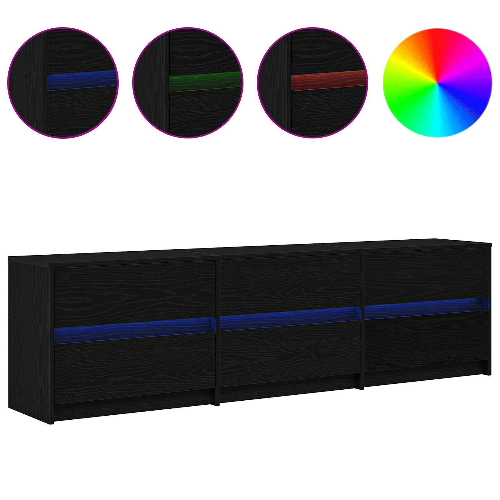 TV units 2 pcs Black oak 180 x 34 x 50 cm